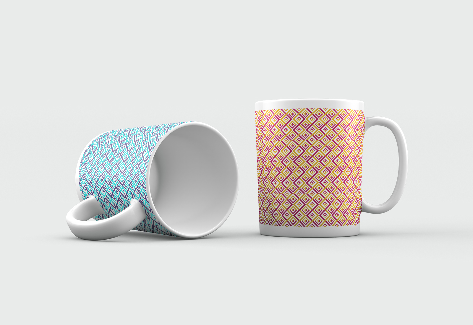 Set of patterned mugs